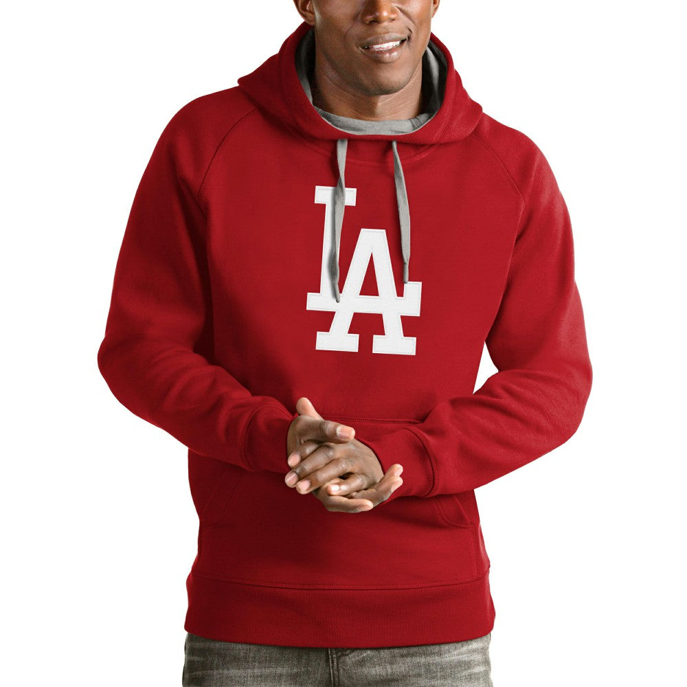 Red Los Angeles Dodgers Antigua Victory Pullover Team Logo Hoodie