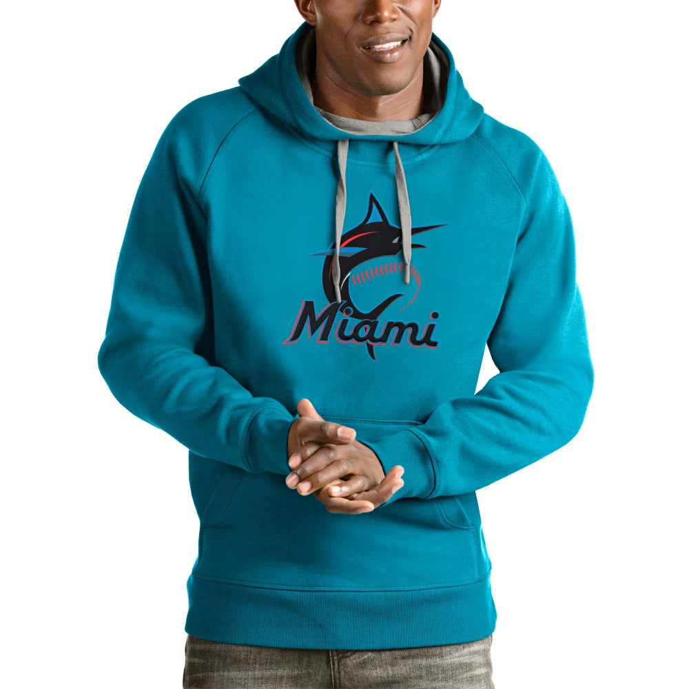 Blue Miami Marlins Antigua Victory Pullover Team Logo Hoodie
