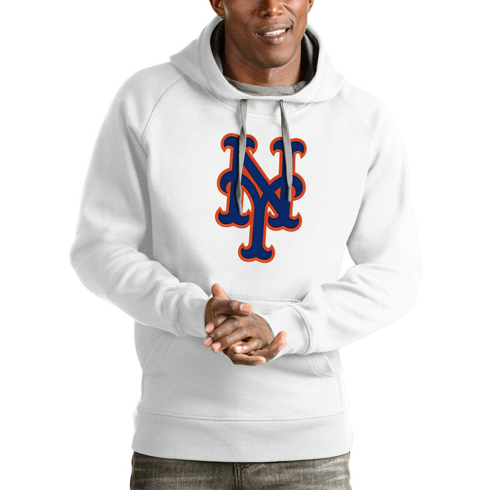 White New York Mets Antigua Victory Pullover Team Logo Hoodie