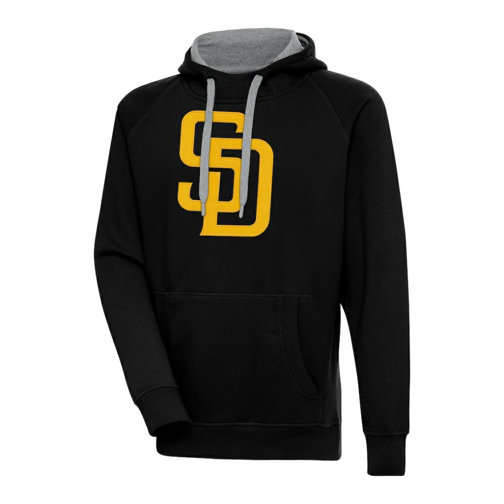 Black San Diego Padres Antigua Victory Pullover Team Logo Hoodie
