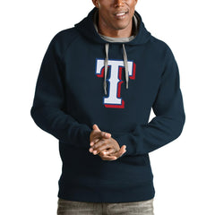 Navy Texas Rangers Antigua Victory Pullover Team Logo Hoodie
