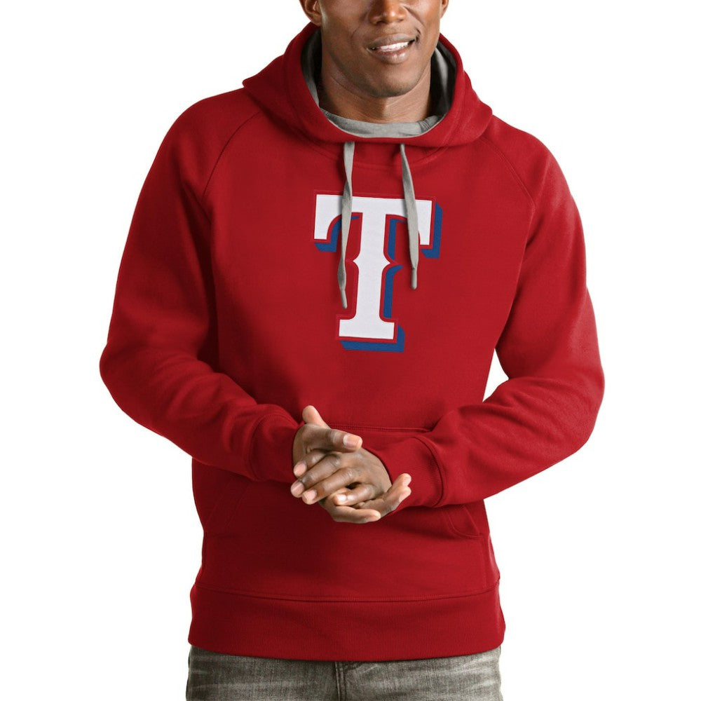 Red Texas Rangers Antigua Victory Pullover Team Logo Hoodie