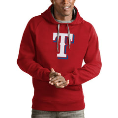 Red Texas Rangers Antigua Victory Pullover Team Logo Hoodie