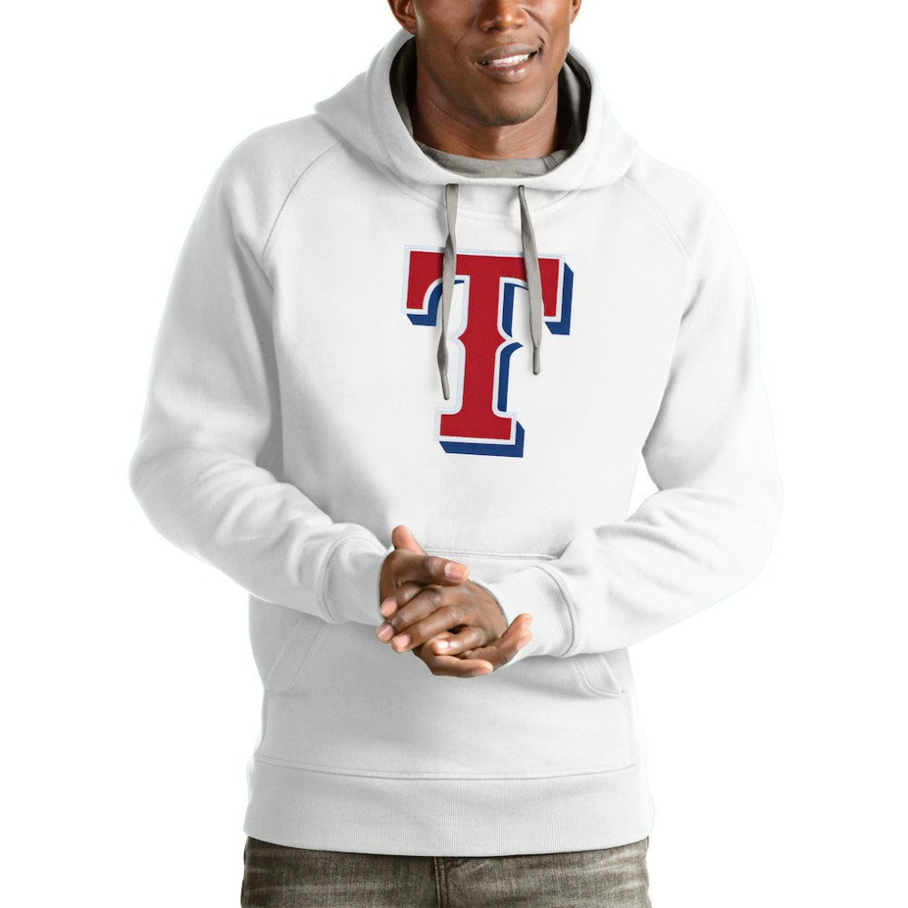 White Texas Rangers Antigua Victory Pullover Team Logo Hoodie