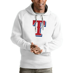 White Texas Rangers Antigua Victory Pullover Team Logo Hoodie