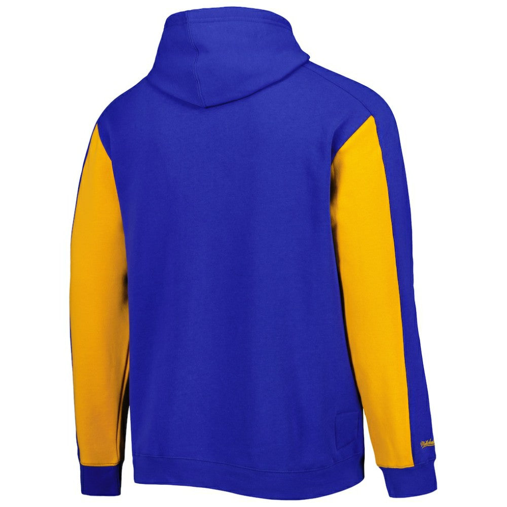 Royal/Gold Milwaukee Brewers Mitchell & Ness Colorblocked Fleece Pullover Hoodie