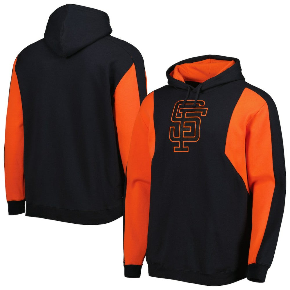 Black/Orange San Francisco Giants Mitchell & Ness Colorblocked Fleece Pullover Hoodie