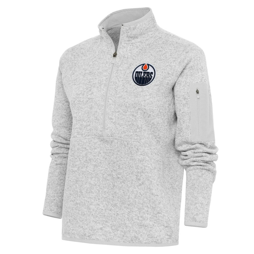 NHL Edmonton Oilers Antigua Women's Team Logo Fortune Quarter-Zip Jacket