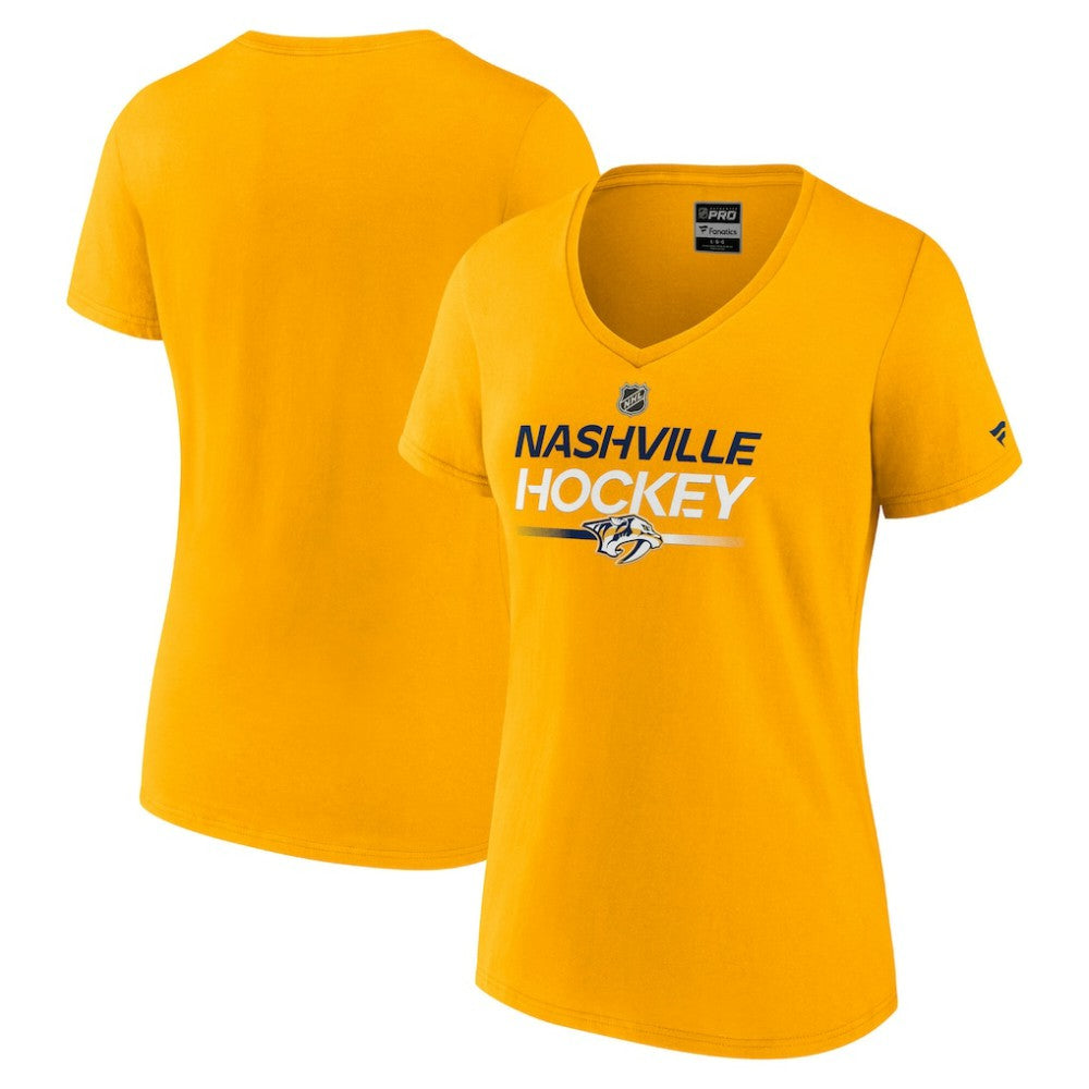 NHL Nashville Predators Fanatics Women's Authentic Pro Primary V-Neck T-Shirt
