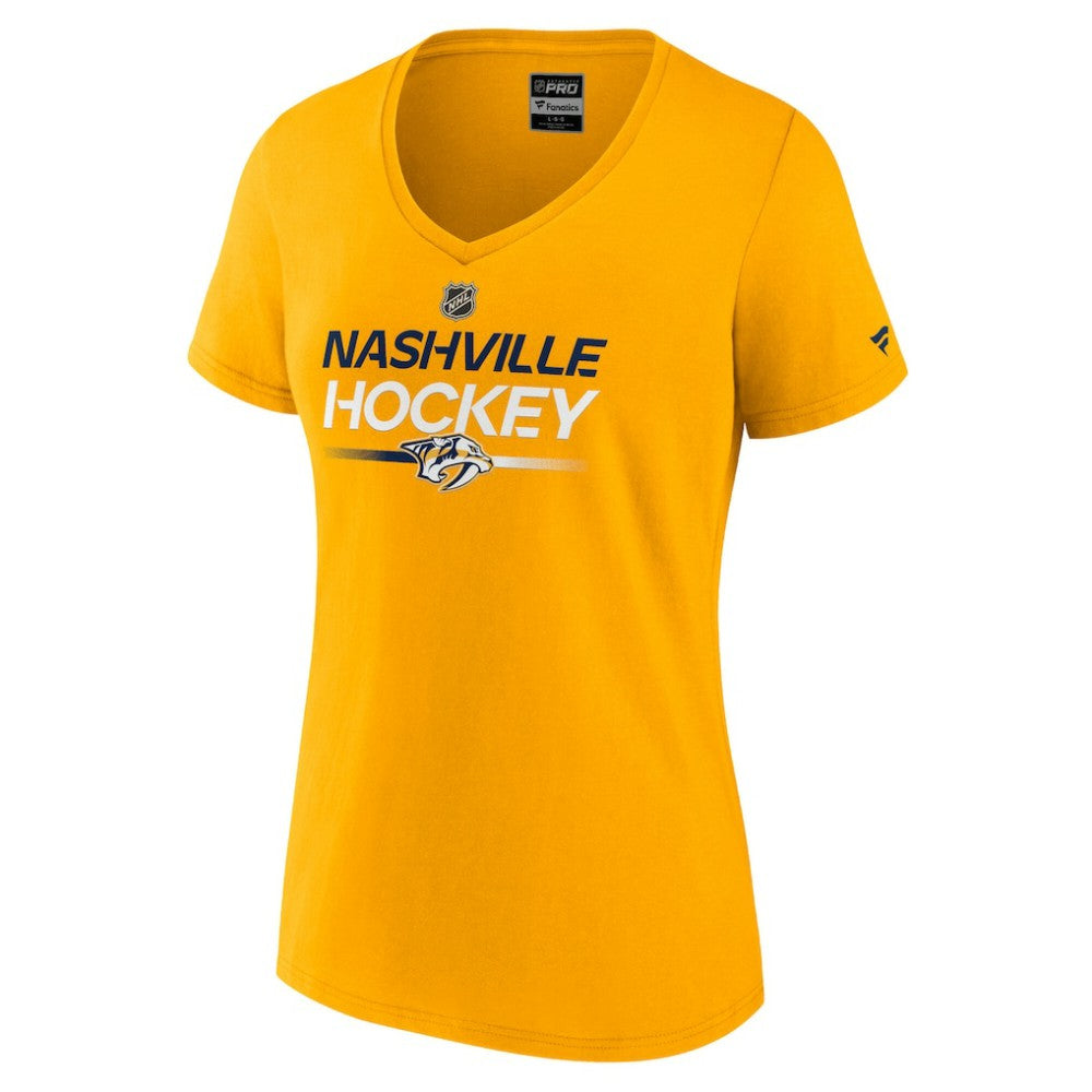 NHL Nashville Predators Fanatics Women's Authentic Pro Primary V-Neck T-Shirt