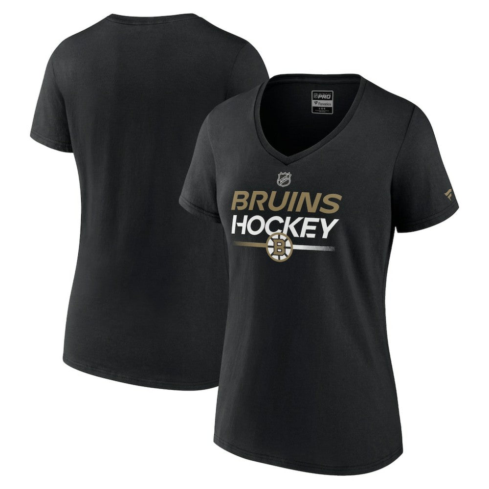 NHL Boston Bruins Fanatics Women's Authentic Pro V-Neck T-Shirt