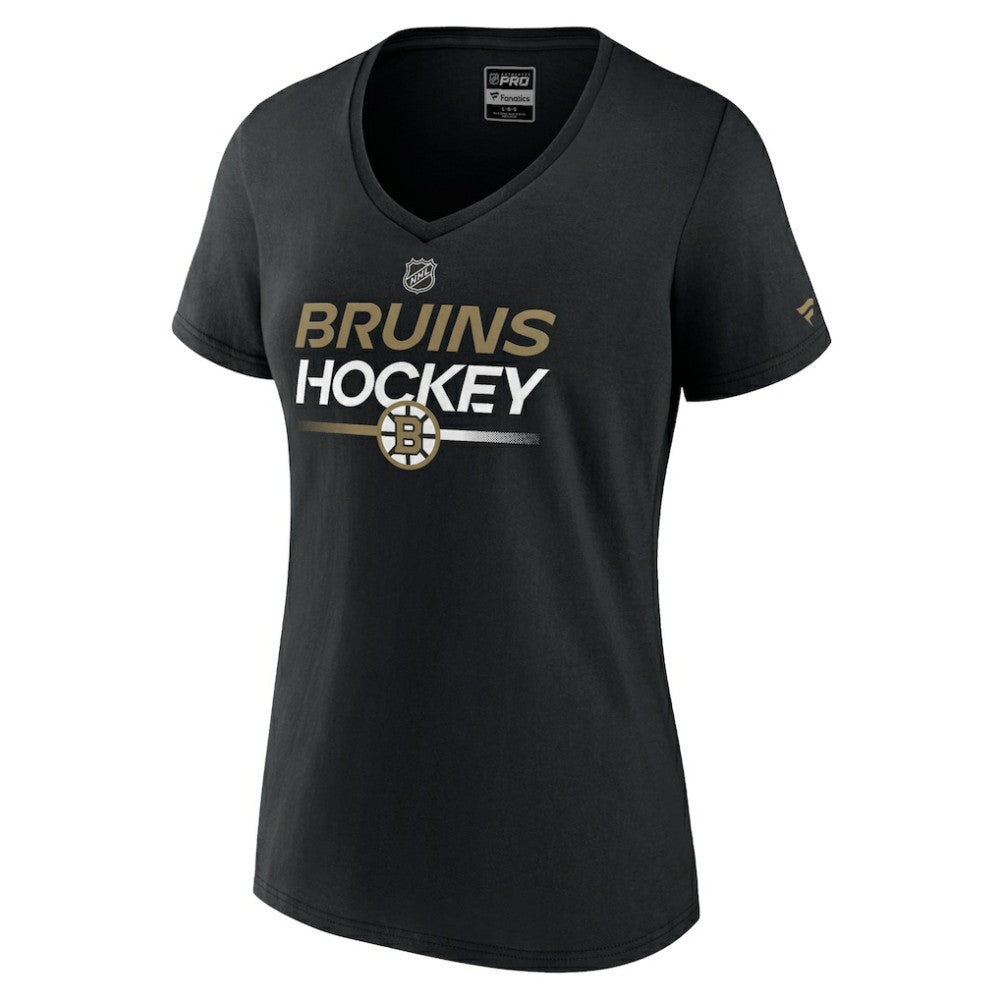 NHL Boston Bruins Fanatics Women's Authentic Pro V-Neck T-Shirt