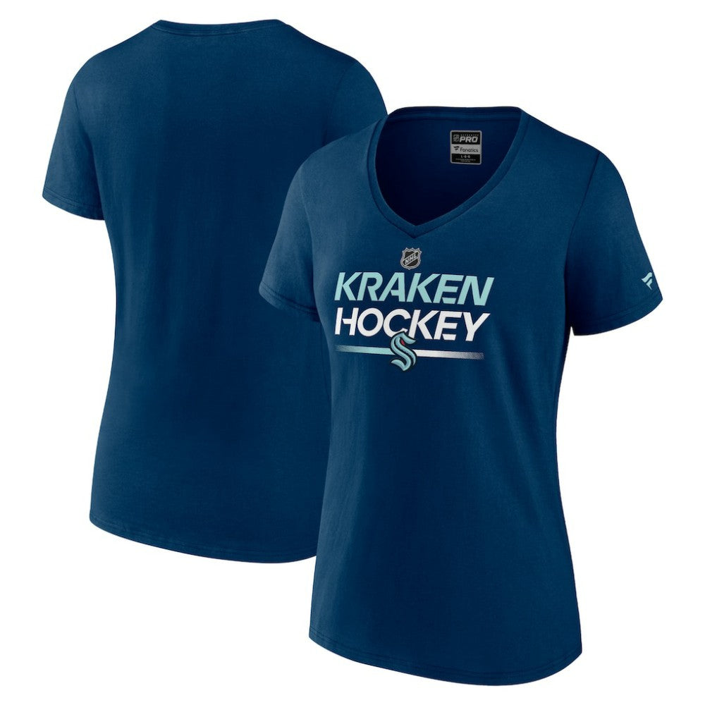 NHL Seattle Kraken Fanatics Women's Authentic Pro V-Neck T-Shirt