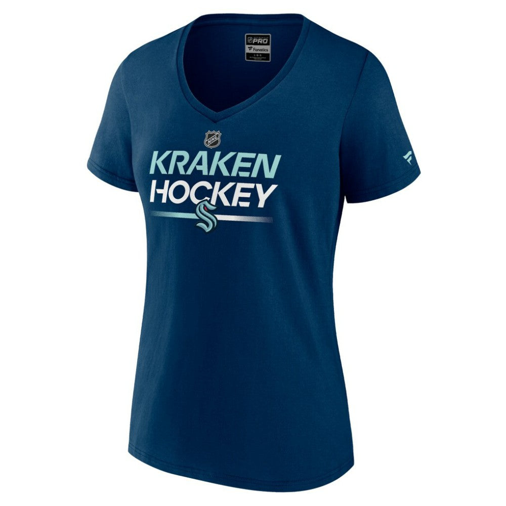NHL Seattle Kraken Fanatics Women's Authentic Pro V-Neck T-Shirt