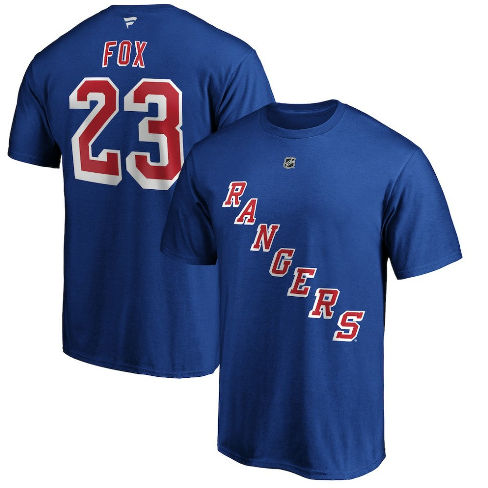 NHL Adam Fox New York Rangers Fanatics Authentic Stack Name & Number T-Shirt