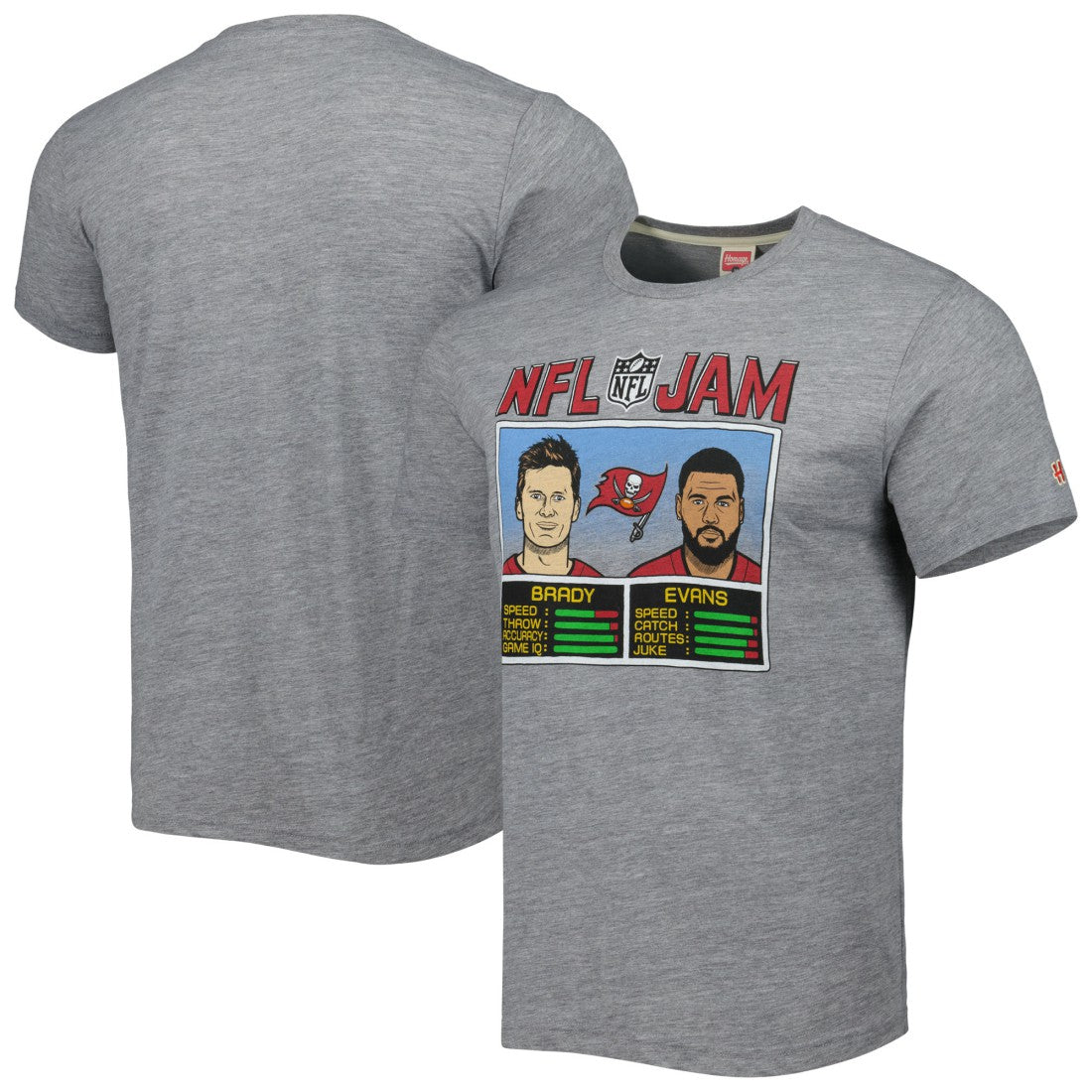Tom Brady & Mike Evans  Homage Unisex NFL Jam Tri-Blend T-Shirt - Tampa Bay Buccaneers T-shirts