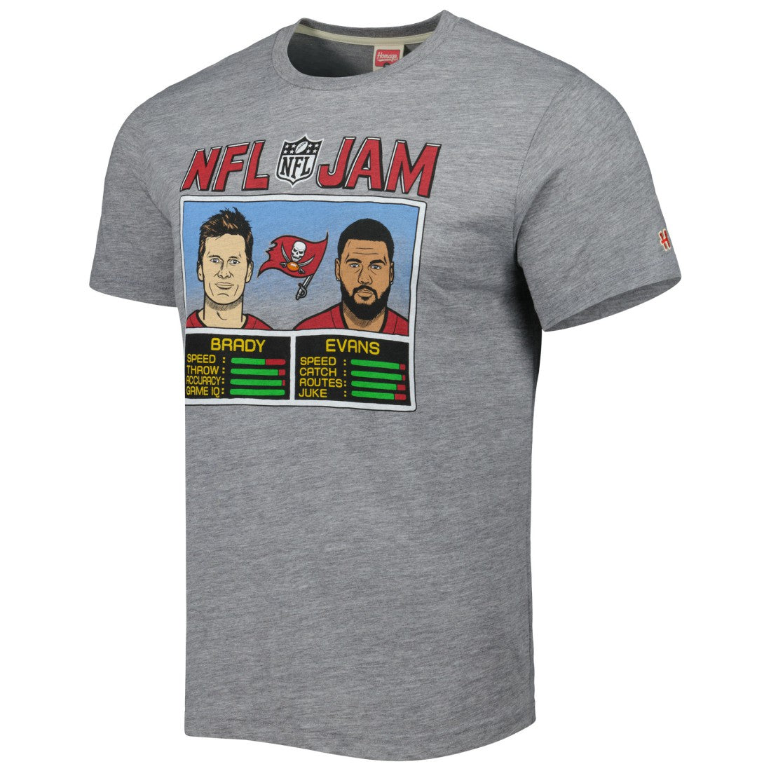 Tom Brady & Mike Evans  Homage Unisex NFL Jam Tri-Blend T-Shirt - Tampa Bay Buccaneers T-shirts