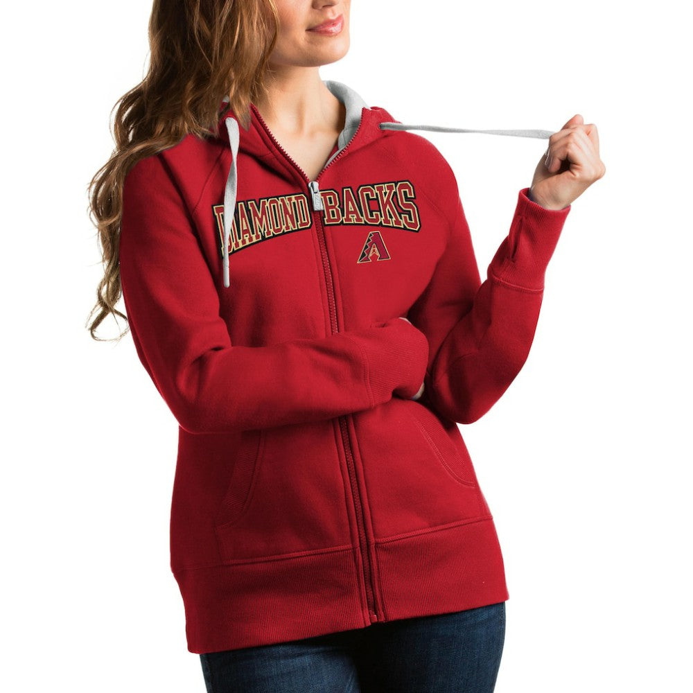 Red Arizona Diamondbacks Antigua Women's Team Logo Victory Full-Zip Hoodie