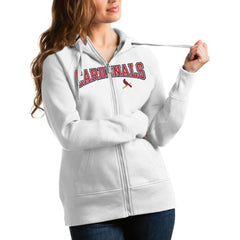 White St. Louis Cardinals Antigua Women's Team Logo Victory Full-Zip Hoodie