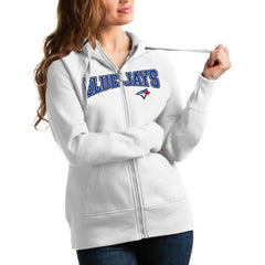 White Toronto Blue Jays Antigua Women's Team Logo Victory Full-Zip Hoodie