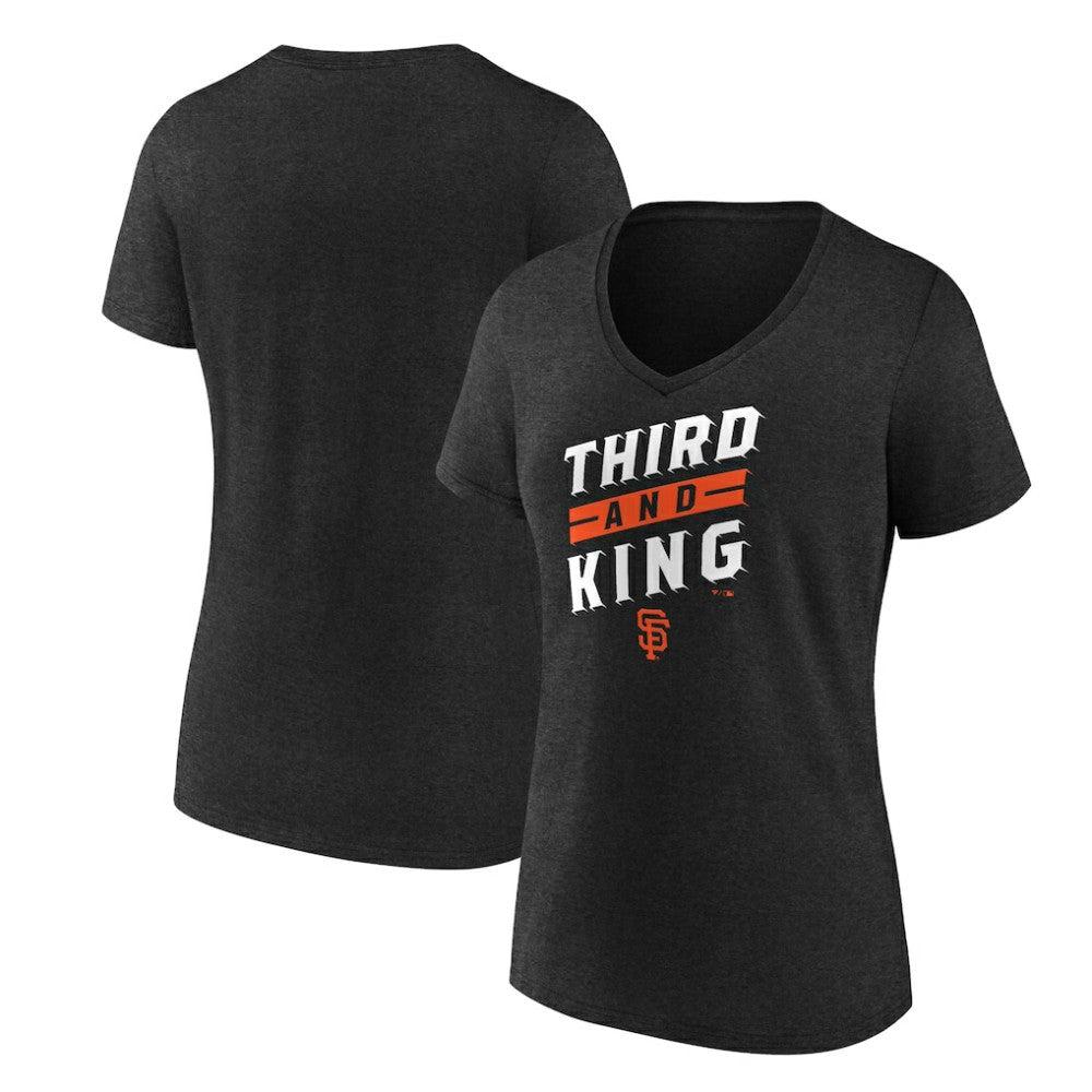 Charcoal San Francisco Giants Women's Third and King V-Neck T-Shirt