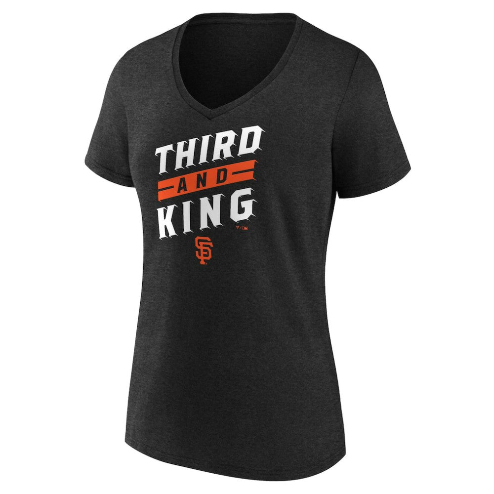 Charcoal San Francisco Giants Women's Third and King V-Neck T-Shirt