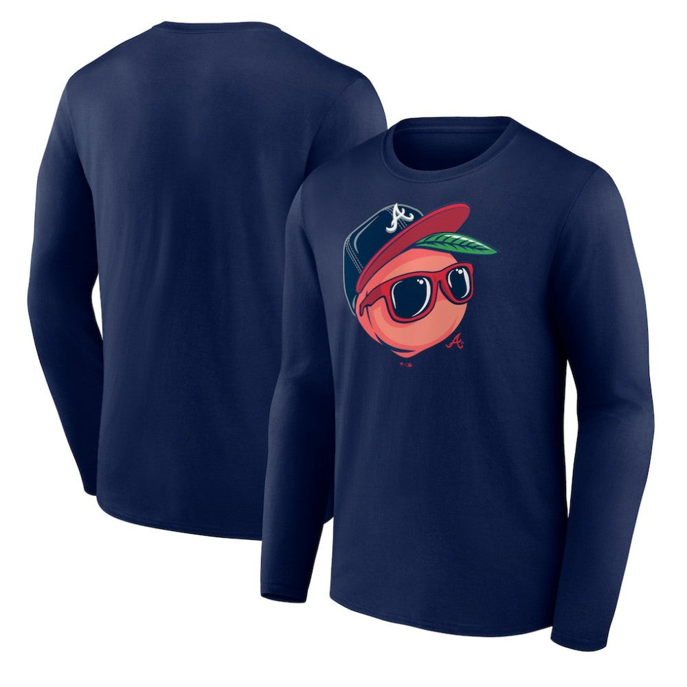 Navy Atlanta Braves Mr. Peach Long Sleeve T-Shirt