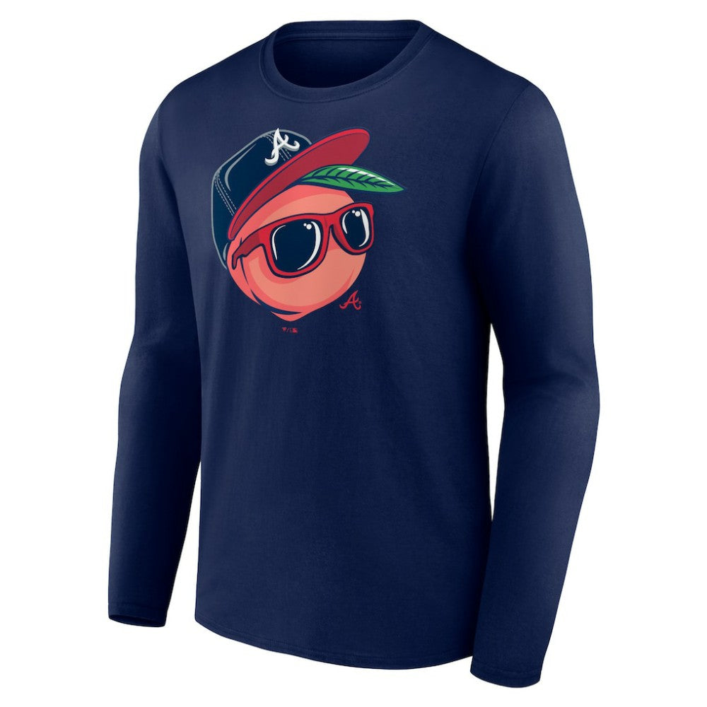 Navy Atlanta Braves Mr. Peach Long Sleeve T-Shirt