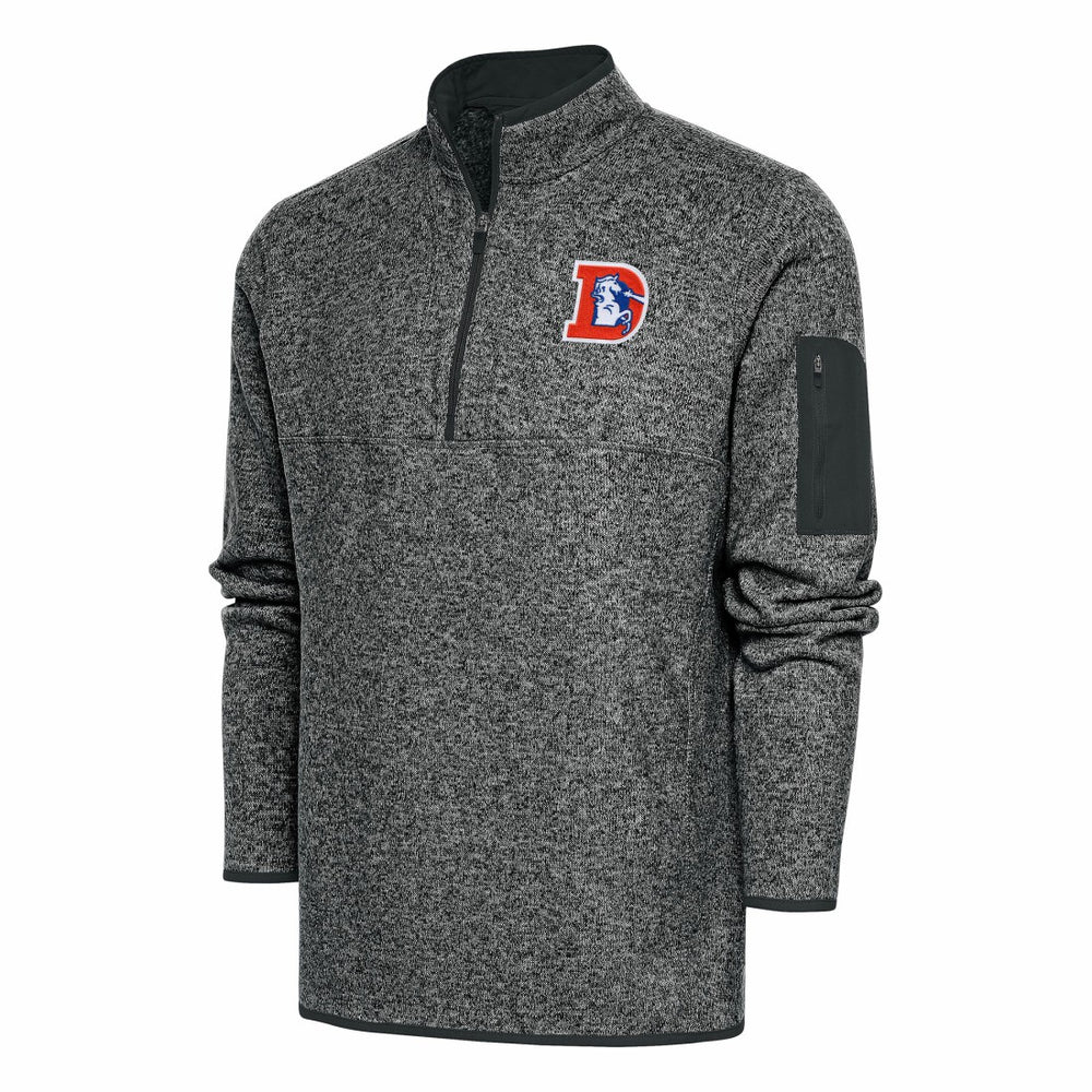 Antigua Throwback Fortune Quarter-Zip Pullover Jacket - Denver Broncos Pullover