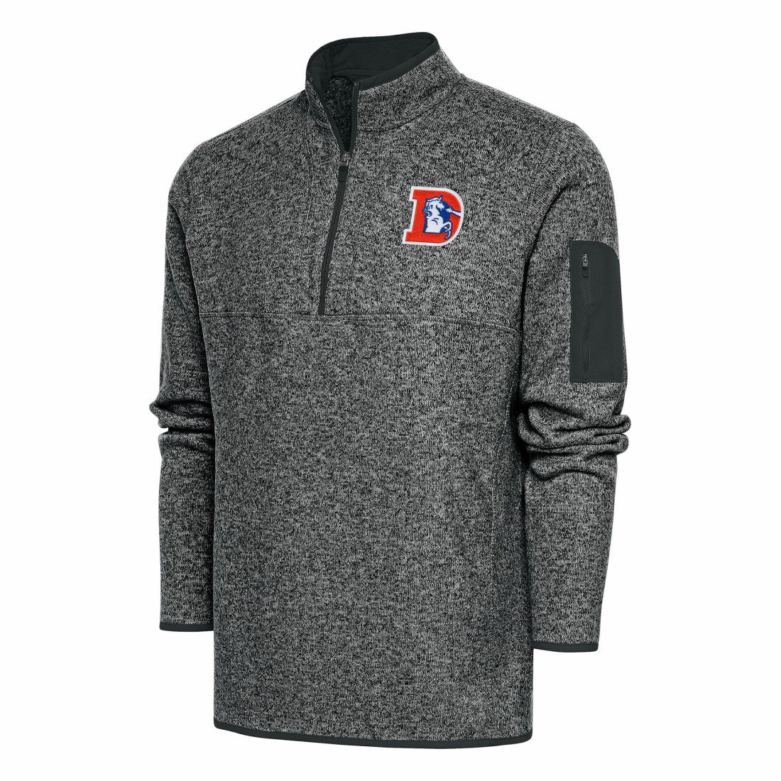 Antigua Throwback Fortune Quarter-Zip Pullover Jacket - Denver Broncos Pullover