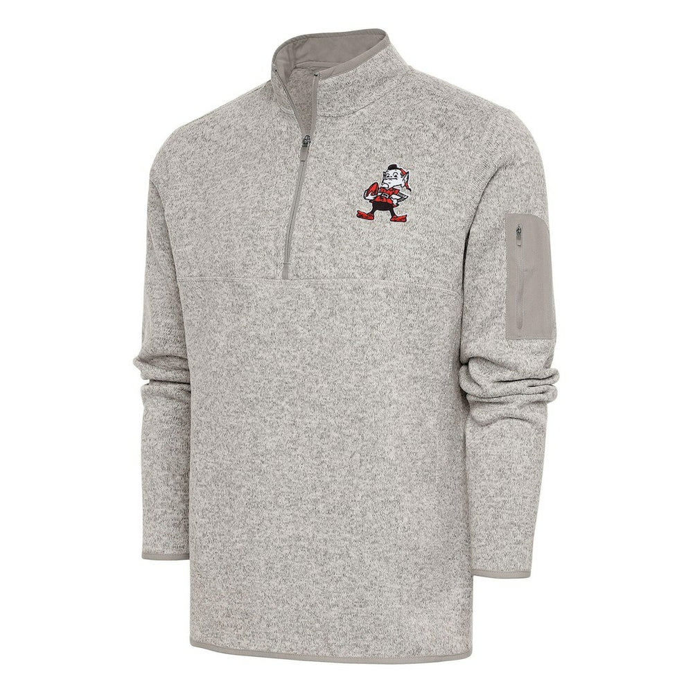 Antigua Throwback Fortune Quarter-Zip Pullover Jacket - Cleveland Browns Pullover