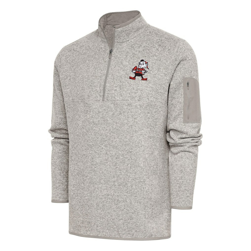 Antigua Throwback Fortune Quarter-Zip Pullover Jacket - Cleveland Browns Pullover