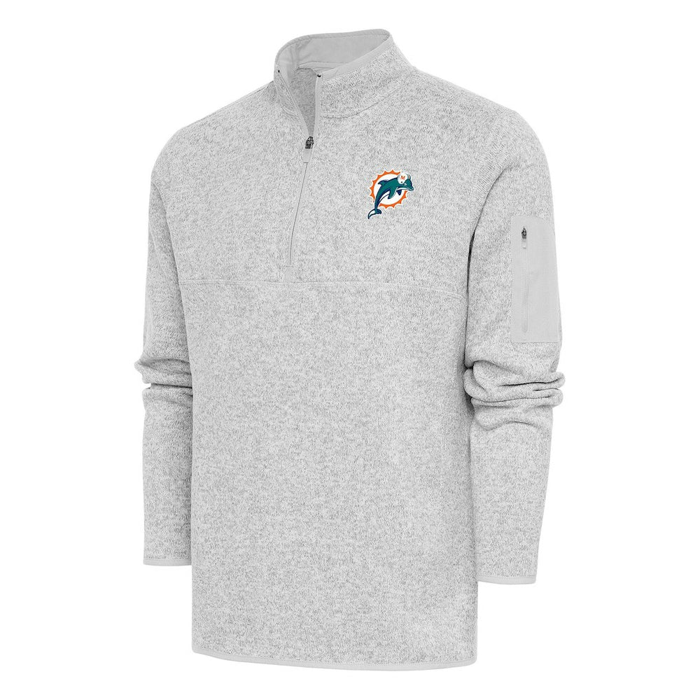Antigua Throwback Fortune Quarter-Zip Pullover Jacket - Miami Dolphins Pullover