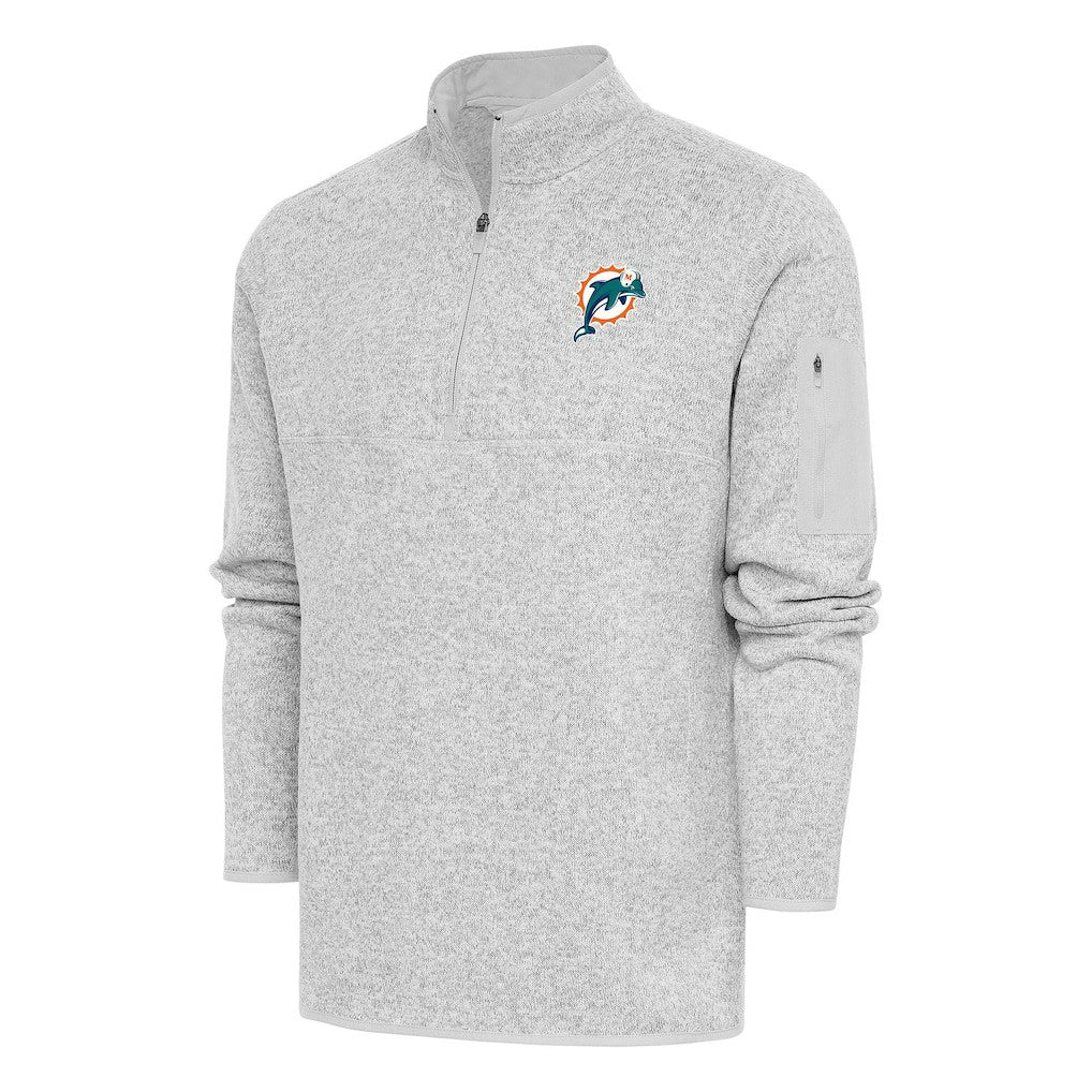Antigua Throwback Fortune Quarter-Zip Pullover Jacket - Miami Dolphins Pullover
