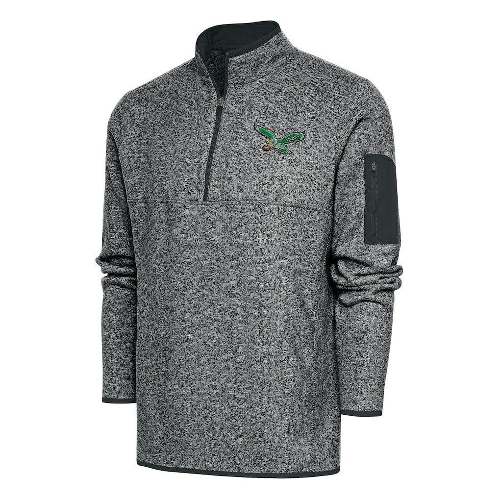 Antigua Throwback Fortune Quarter-Zip Pullover Jacket - Philadelphia Eagles Pullover