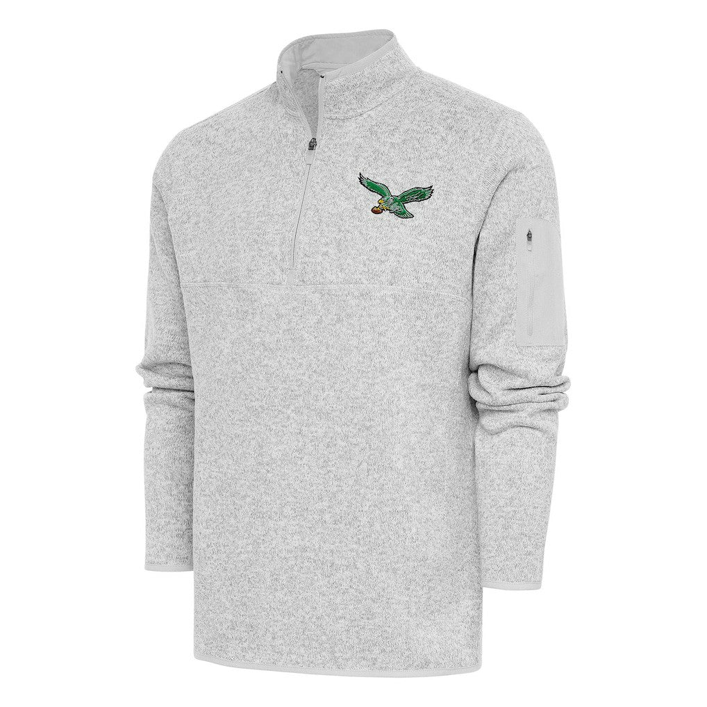 Antigua Throwback Fortune Quarter-Zip Pullover Jacket - Philadelphia Eagles Pullover