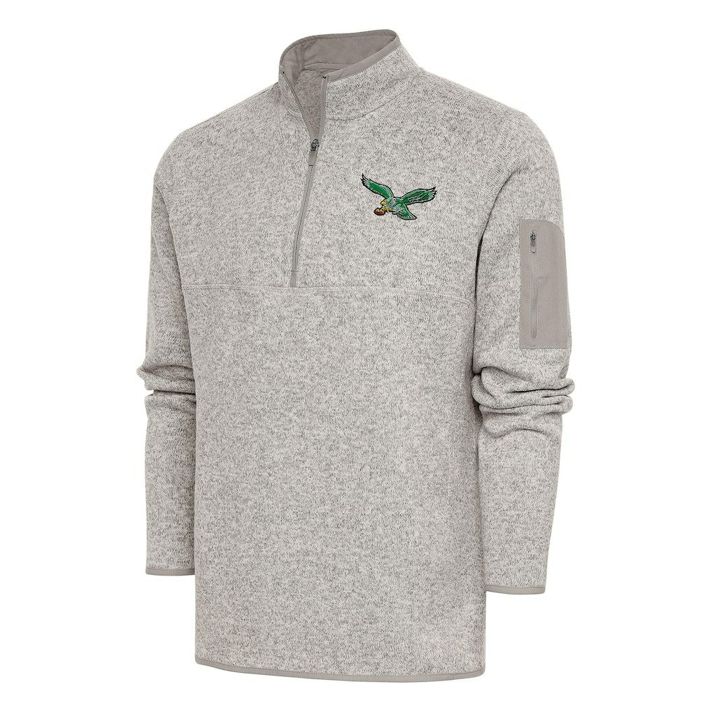 Antigua Throwback Fortune Quarter-Zip Pullover Jacket - Philadelphia Eagles Pullover