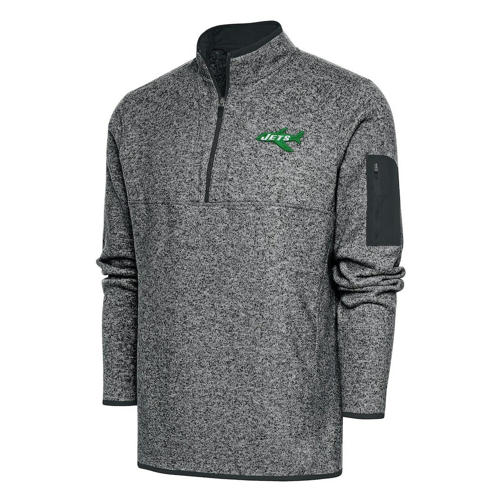 Antigua Throwback Fortune Quarter-Zip Pullover Jacket - New York Jets Pullover