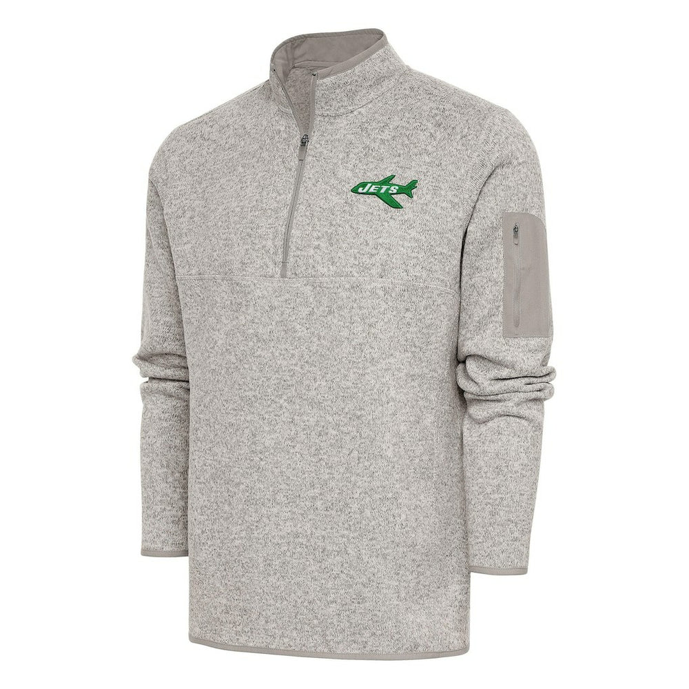Antigua Throwback Fortune Quarter-Zip Pullover Jacket - New York Jets Pullover