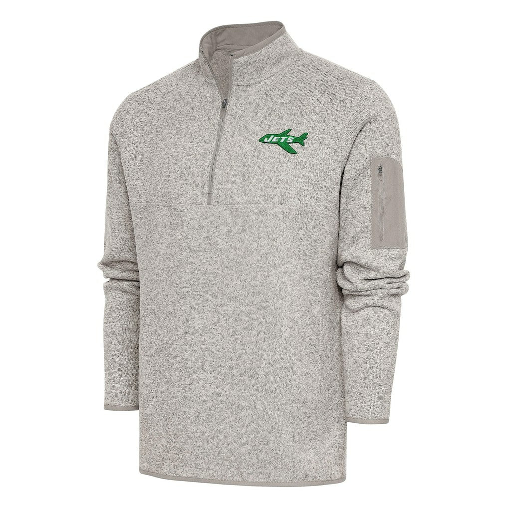 Antigua Throwback Fortune Quarter-Zip Pullover Jacket - New York Jets Pullover