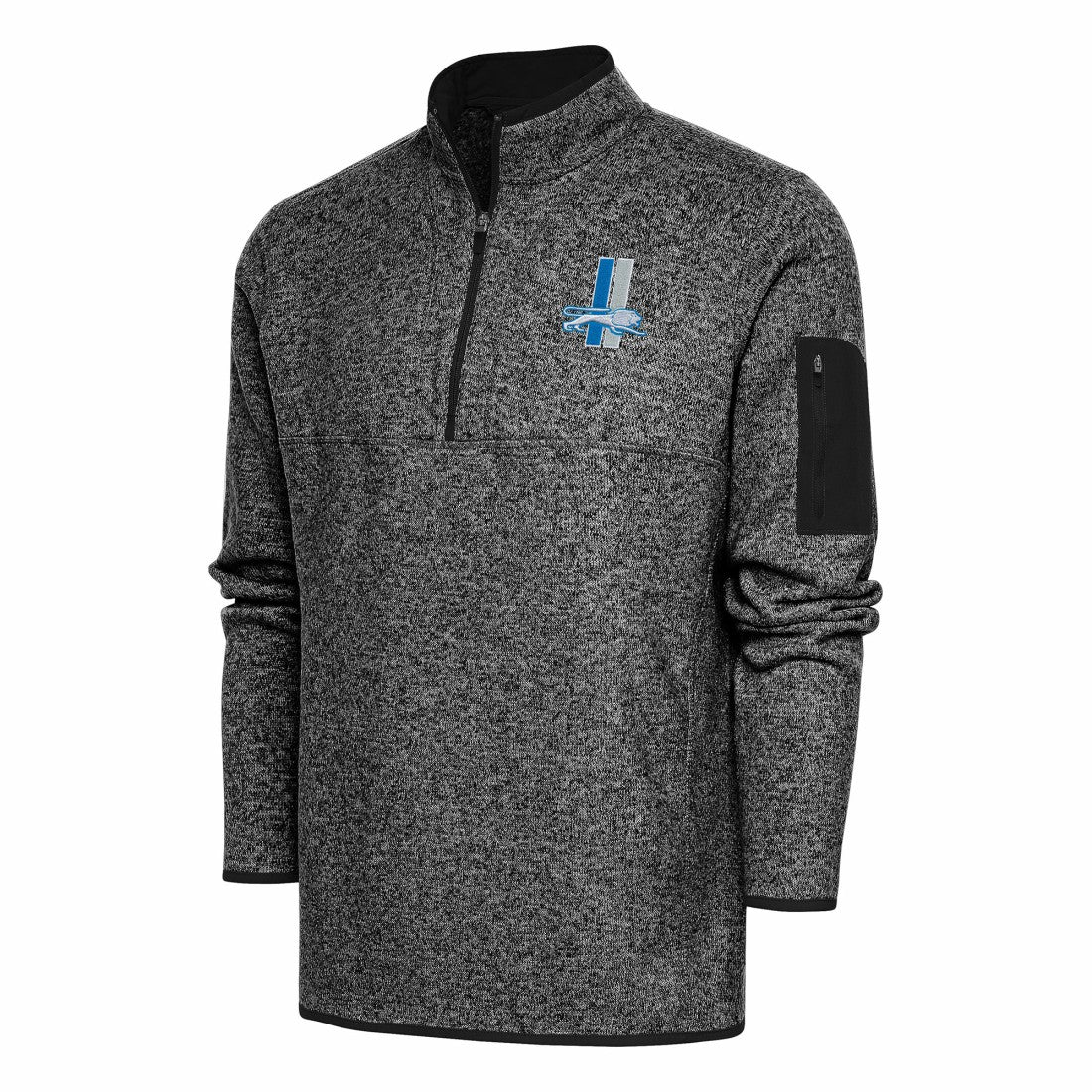 Antigua Throwback Fortune Quarter-Zip Pullover Jacket - Detroit Lions Pullover