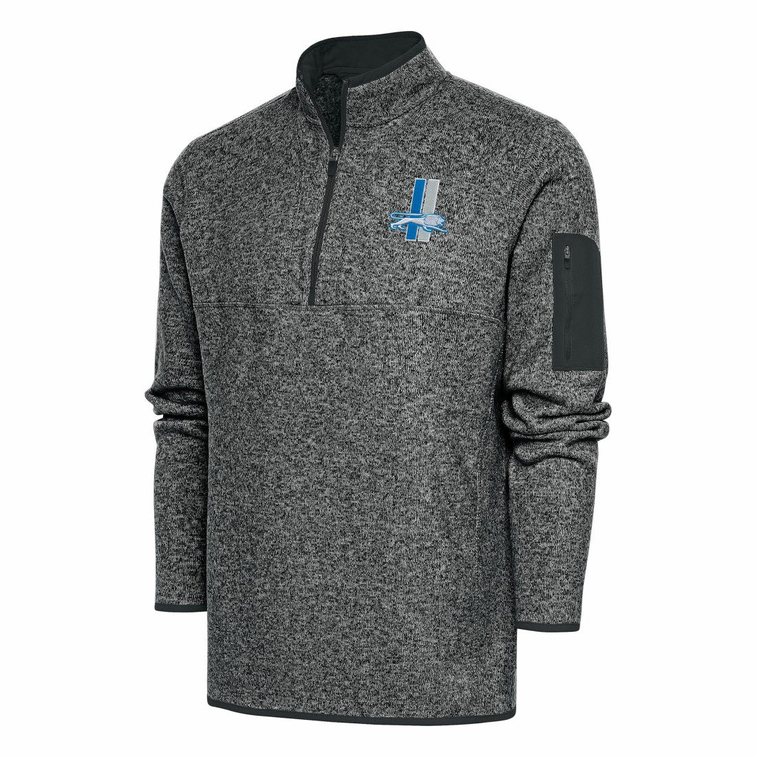 Antigua Throwback Fortune Quarter-Zip Pullover Jacket - Detroit Lions Pullover