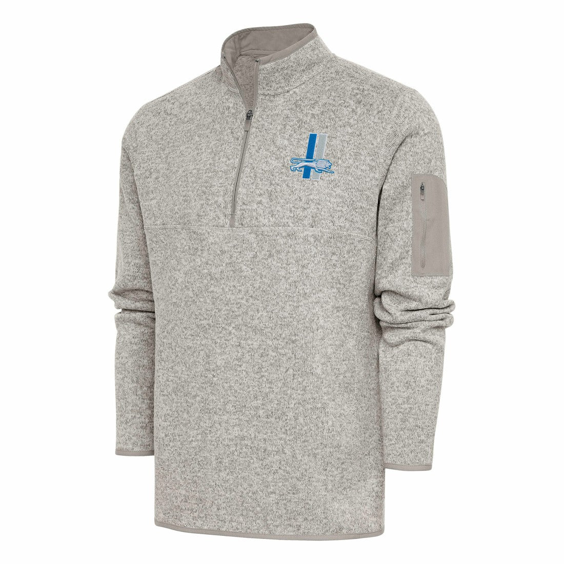 Antigua Throwback Fortune Quarter-Zip Pullover Jacket - Detroit Lions Pullover