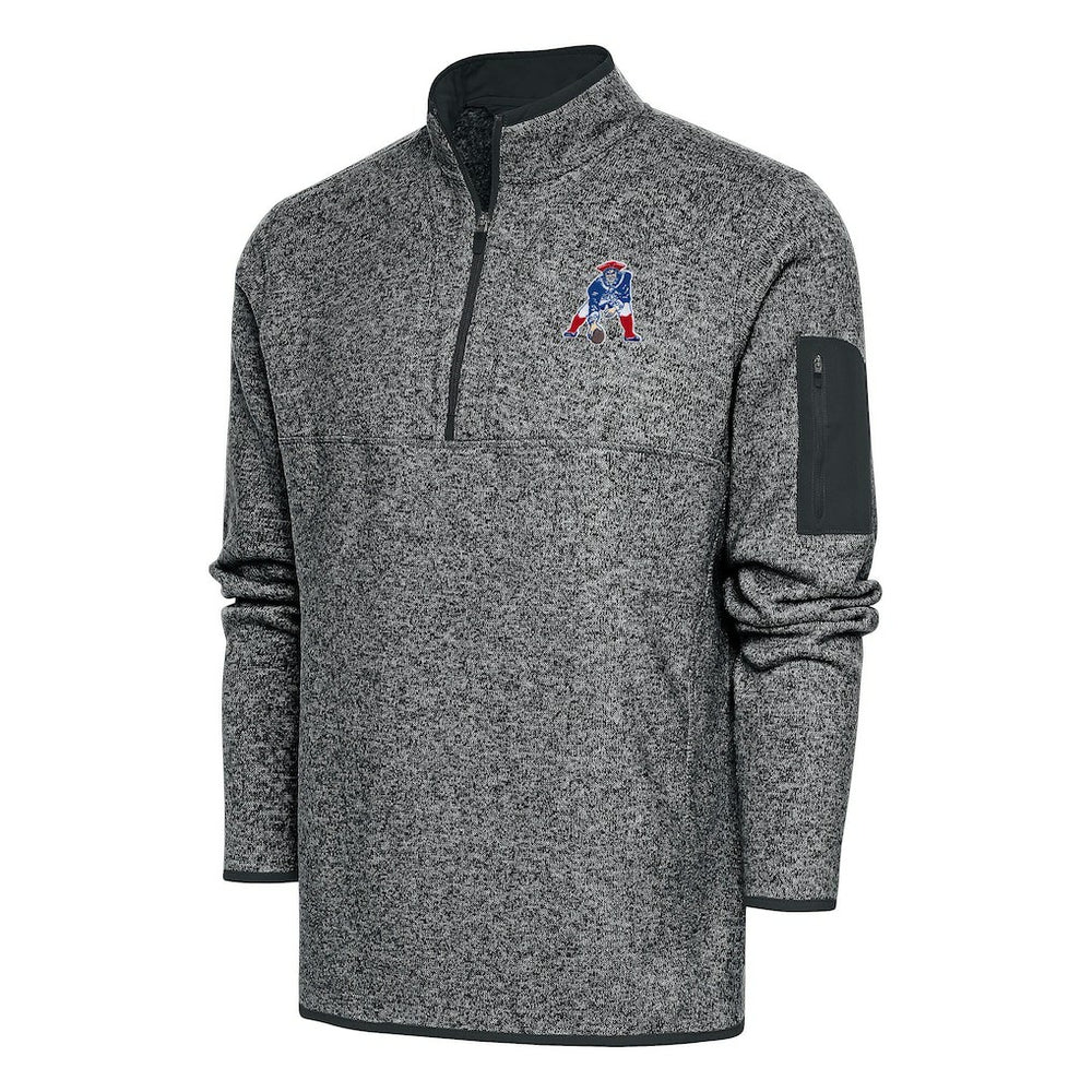 Antigua Throwback Fortune Quarter-Zip Pullover Jacket - New England Patriots Pullover