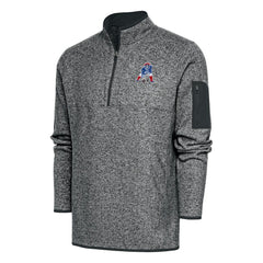 Antigua Throwback Fortune Quarter-Zip Pullover Jacket - New England Patriots Pullover