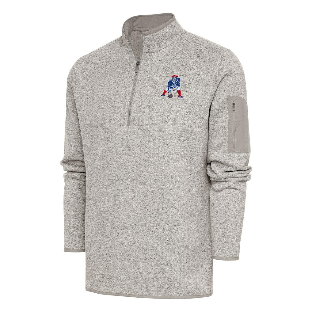 Antigua Throwback Fortune Quarter-Zip Pullover Jacket - New England Patriots Pullover