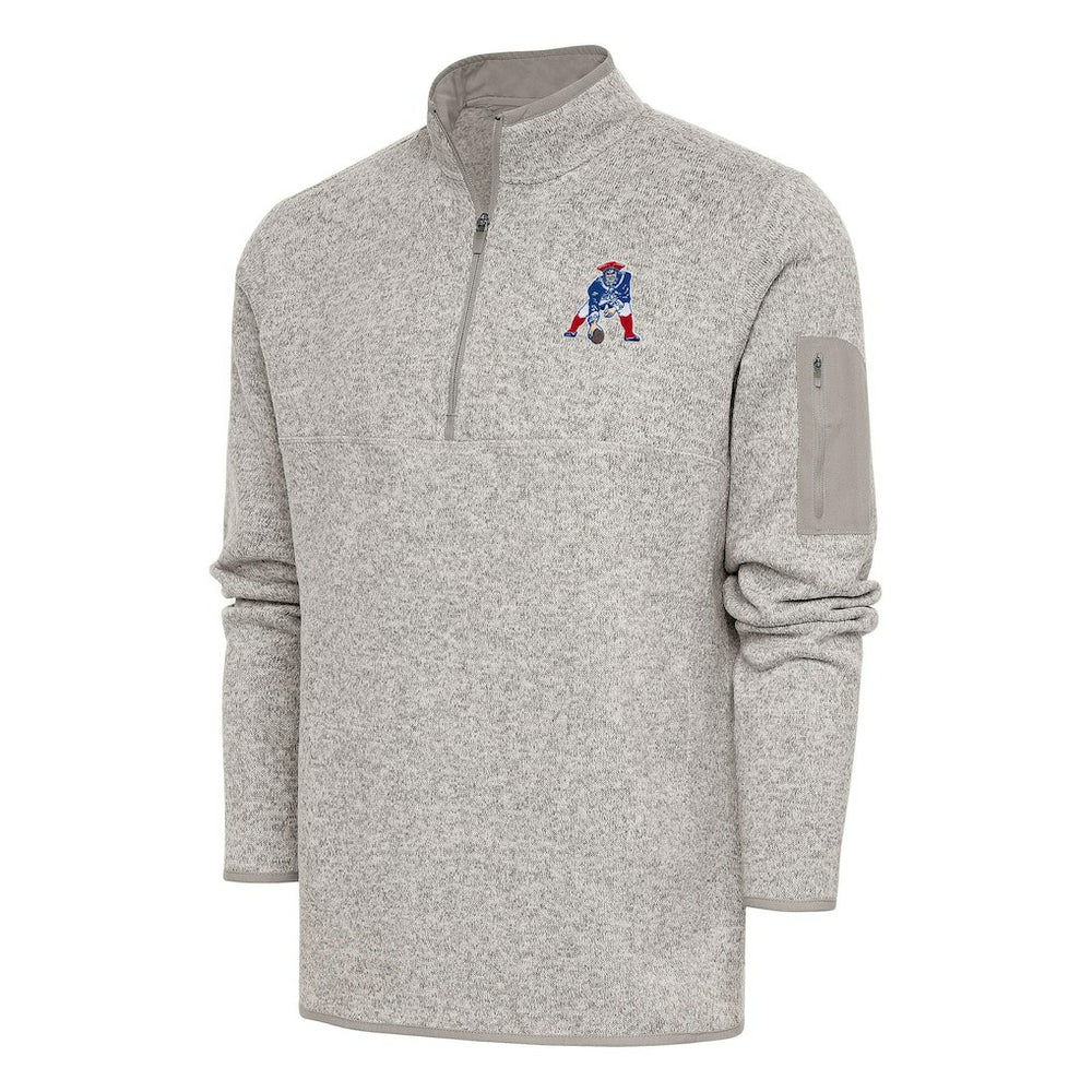 Antigua Throwback Fortune Quarter-Zip Pullover Jacket - New England Patriots Pullover