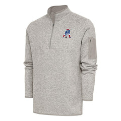 Antigua Throwback Fortune Quarter-Zip Pullover Jacket - New England Patriots Pullover