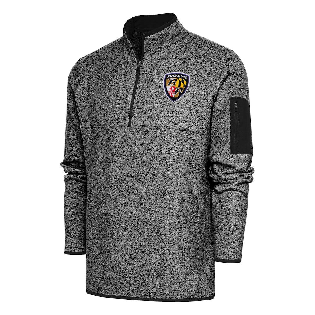 Antigua Throwback Fortune Quarter-Zip Pullover Jacket - Baltimore Ravens Pullover