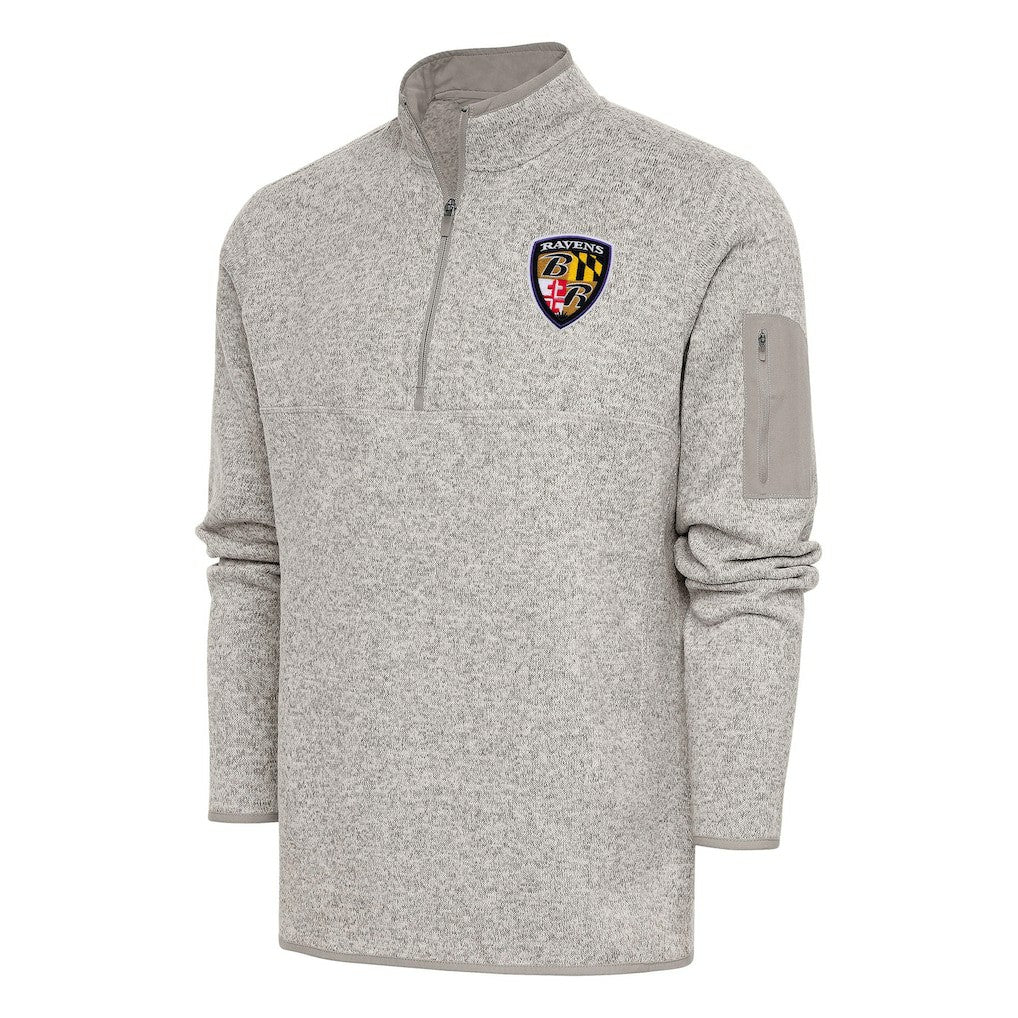 Antigua Throwback Fortune Quarter-Zip Pullover Jacket - Baltimore Ravens Pullover